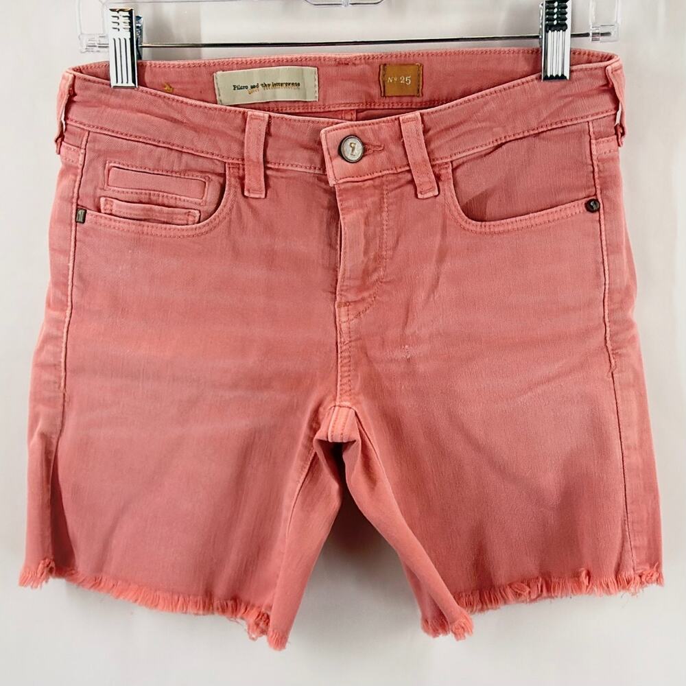 Pilcro and The Letterpress Denim Cut-Off Shorts Salmon 25 Frayed Hem Summer Boho